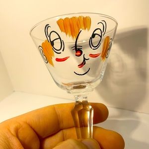 Vintage Mid Century Modern Tipsy Martini Glass! Bar Novelty! Unique Rare Glass!
